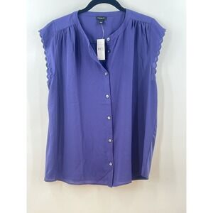 Ann Taylor Purple Chiffon Scallop Cap Sleeve Blouse Top Medium NWT 36966158